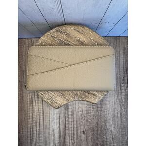 Taupe Leather Wallet Criss Cross Pocket Purse Bag Wallet Taupe Wallet FAST SHIP
